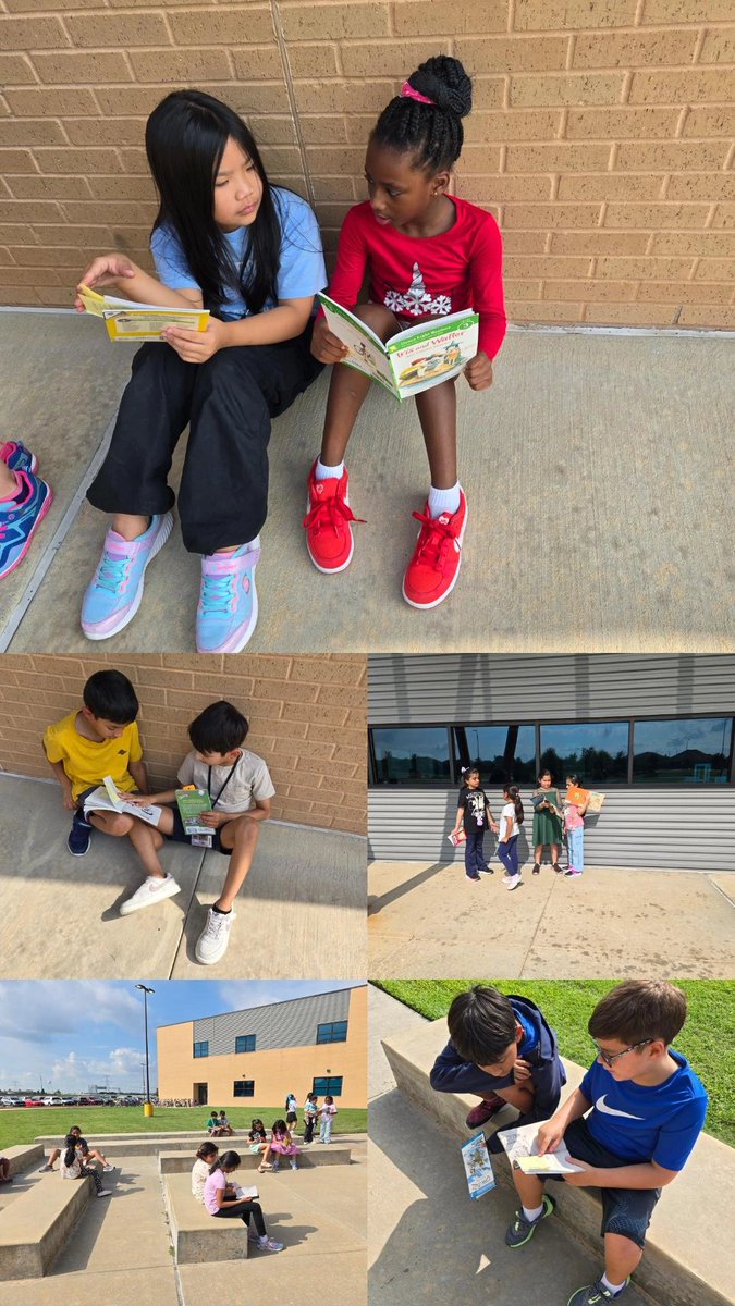 Learning is not limited to 4 walls! 3rd had a blast talking about book recommendations and think marks. There were great conversations with text evidence to support their opinions of the book! <a href="/MYE_Leopards/">Malala Elementary</a> #MYELEAP #BetterTogetherAtMalala #FBISD #LeadthePAC #FBISDLevelUp