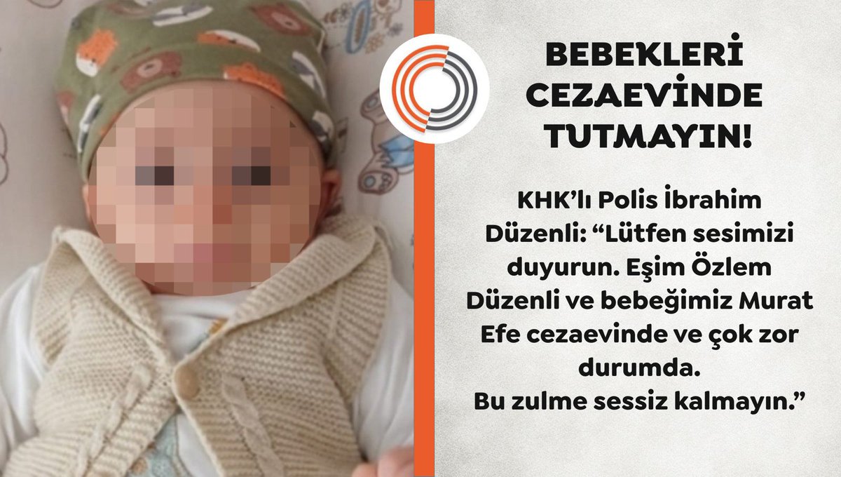 MİNİCİK EVLADI İÇİN ÇIRPINAN BU BABAYI LÜTFEN KULAK VERİN!

KHK'lı Polis İbrahim Düzenli: "Lütfen sesimizi duyurun. Eşim Özlem Düzenli ve bebeğimiz Murat Efe cezaevinde ve çok zor durumda.

Bu zulme sessiz kalmayın."

Afganistan
Markus Söder
#AliKocistifa #sasa 
9AylıkEfe Hapiste