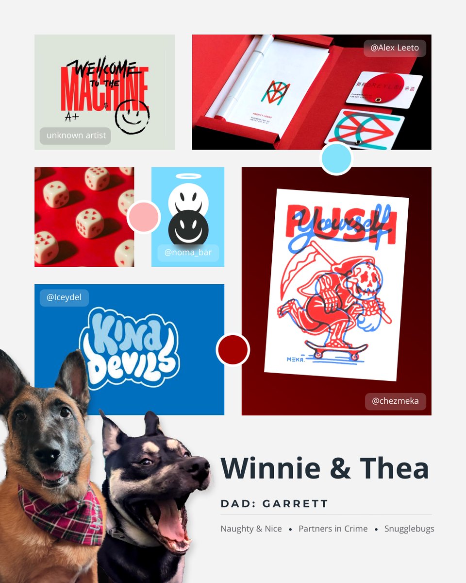 atypiccraft's tweet photo. Our office dogs aren’t just good boys and girls — they’re brand icons. 🐾 This #NationalDogDay, we gave each pup their own moodboard, because every member of the team deserves a little creative spotlight. https://t.co/8e4JhrNwCU