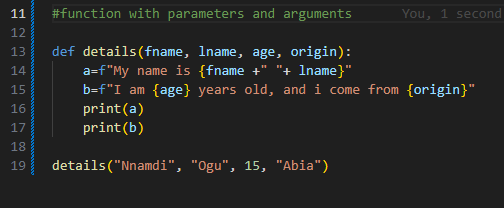 YourHelper100's tweet image. Day 22 #100daysofcode
✅ Exploring functions with parameters and arguments.
This works well when you know the number of arguments to call
#coding #python #learning #ZerotoHero
#buildinpublic