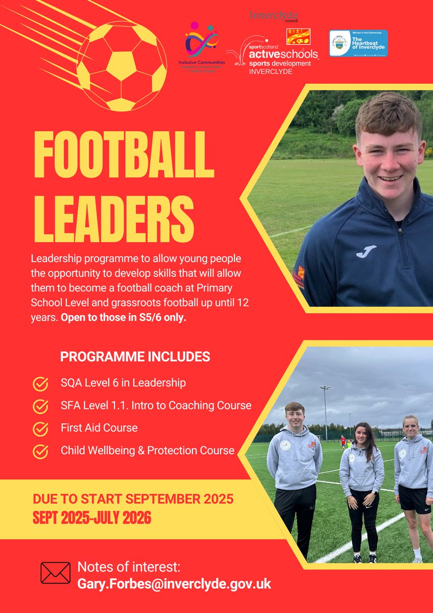 Clydeview PE (@clydeviewpe) on Twitter photo - In S5/6?
- interested in leadership?
- career in coaching?
Fantastic opportunity from our partners <a href="/ActiveSchoolsIC/">ActiveSchools Inverclyde</a>
Make yourself stand out from the crowd!
<a href="/clydeview_a/">Clydeview Academy</a> - In S5/6?
- interested in leadership?
- career in coaching?
Fantastic opportunity from our partners <a href="/ActiveSchoolsIC/">ActiveSchools Inverclyde</a>
Make yourself stand out from the crowd!
<a href="/clydeview_a/">Clydeview Academy</a>