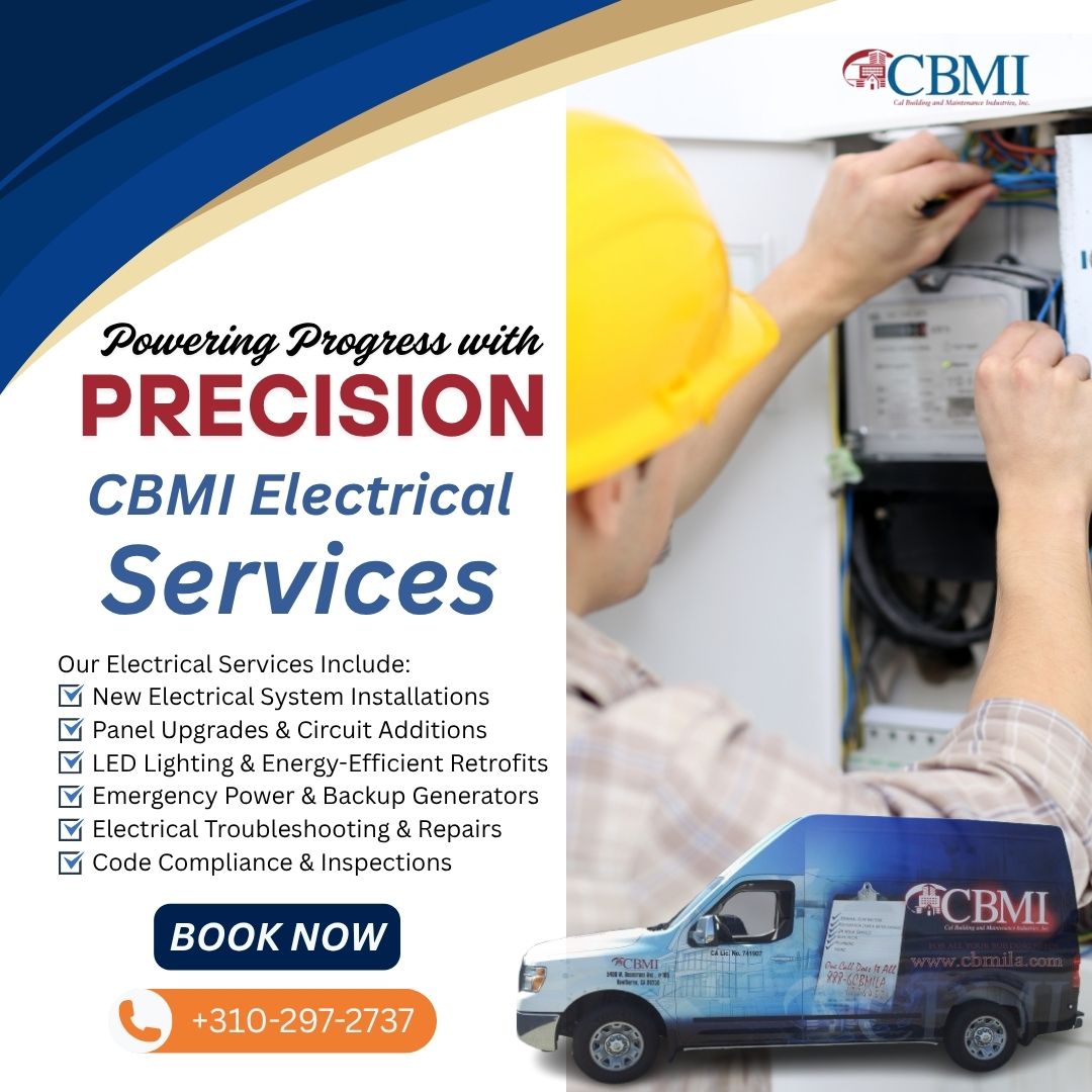 CBMILA2024's tweet image. ⚡ Powering Progress with Precision — CBMI
From panel upgrades & lighting to generators & emergency repairs, our licensed electricians keep SoCal businesses safe, efficient & reliable.
📞 (310) 297-2937
#CBMI #ElectricalExperts #SafePowerSolutions #CommercialElectricians