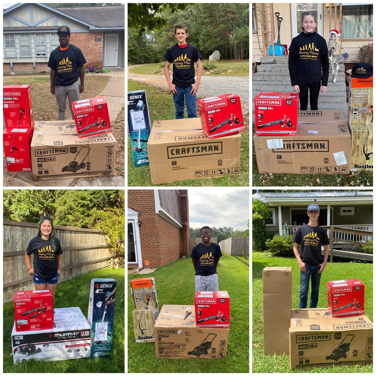 What do these 6 kids all have in common?
They each completed our 50 Yard Challenge by mowing 50 FREE lawns in their communities for the elderly, disabled, single parents, and veterans. 

With every 10 lawns, they earned a new color shirt, and at 50 lawns they received their black