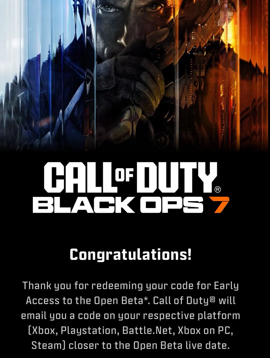 3 people that interact with this tweet will get this on their screen… 😍

We have plenty of Black Ops 7 Early Access Beta Codes ready!