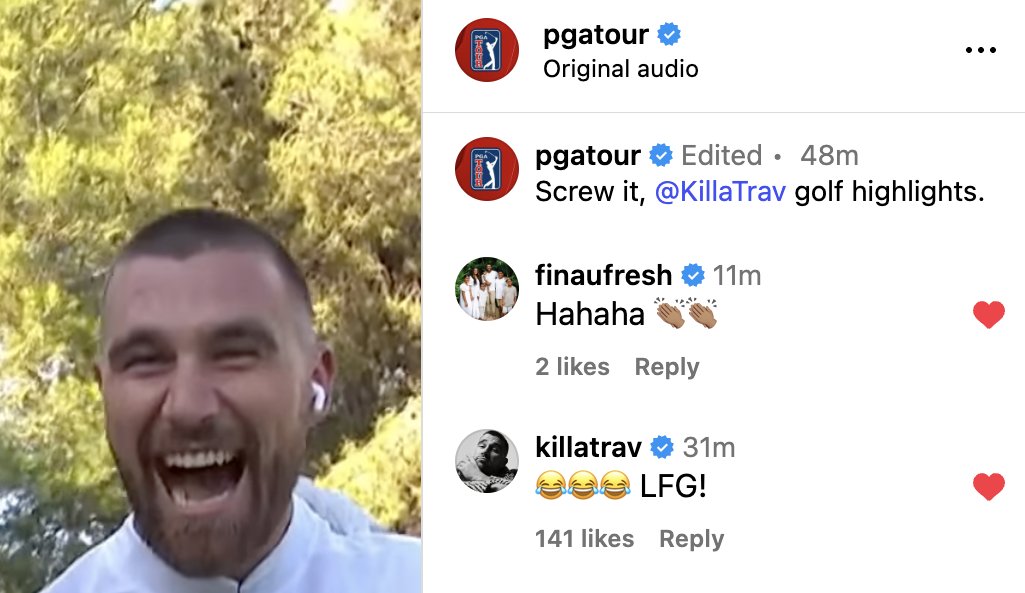 I am being completely normal and chill about the fact that Travis commented on this