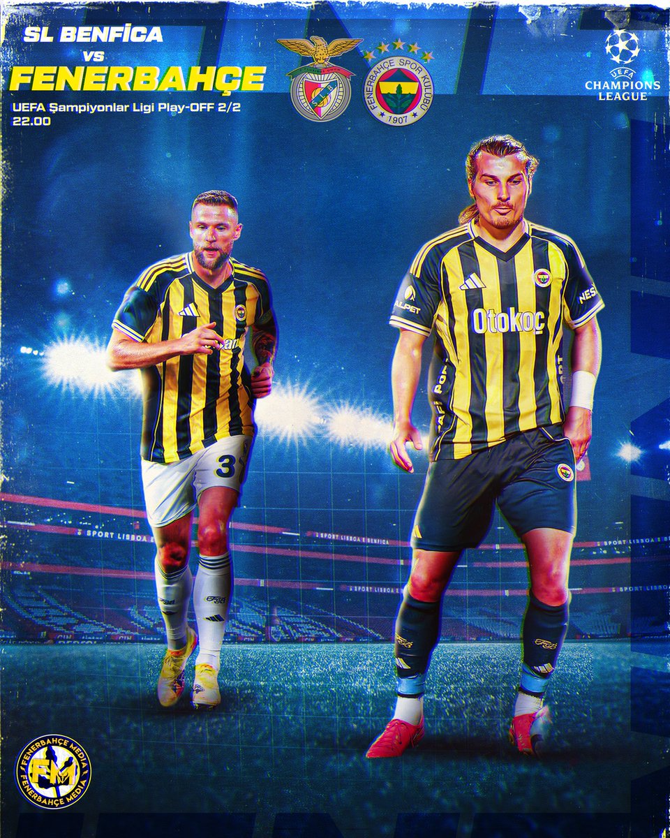 🔥#FenerinMaçıVar
🏆 #UCL Play Off ikinci Maç 
🆚 Benfica 
🗓 27 Ağustos Çarşamba 
🇹🇷 22.00
🏟️ Estádio da Luz
📺 TRT 1