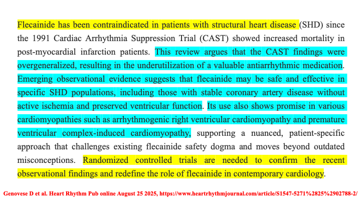 📌 Flecainide ▶️ A contemporary reappraisal
👉 Mechanism of action
👉 Electrophysiologic effects
👉 Hemodynamic effects
👉 ECG changes
#EPeeps #WomeninEP #CardioTwitter
#MedTwitter <a href="/PrashSanders/">Prash Sanders</a> <a href="/Dominik_Linz/">Dominik Linz</a> <a href="/DrJasonAndrade/">Jason Andrade</a> <a href="/ManlioMarquez/">Manlio Márquez Murillo</a> <a href="/DhirajGuptaBHRS/">Prof Dhiraj Gupta</a> <a href="/adribaran/">Adrian Baranchuk MD FACC FRCPC FCCS FSIAC</a> <a href="/tomdepotter/">Tom De Potter</a>