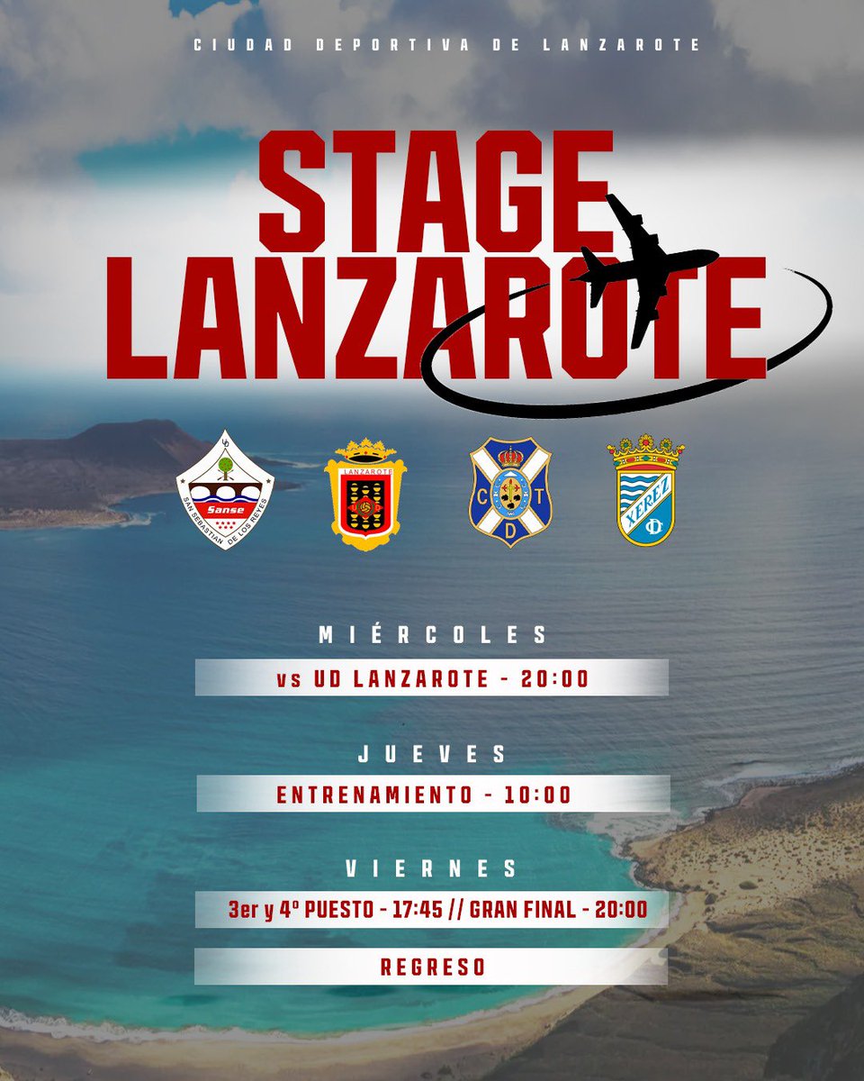 U.D. Sanse (@udsanse) on Twitter photo 😎🌴 𝐒𝐓𝐀𝐆𝐄 𝐏𝐑𝐄𝐓𝐄𝐌𝐏𝐎𝐑𝐀𝐃𝐀 𝐋𝐀𝐍𝐙𝐀𝐑𝐎𝐓𝐄
✈️  Tras la invitación del Ayuntamiento de Arrecife, disputaremos el LVI Torneo San Ginés en la isla de Lanzarote.
¡A disfrutar unos días en familia haciendo lo que más nos gusta! ⚽️ 😎🌴 𝐒𝐓𝐀𝐆𝐄 𝐏𝐑𝐄𝐓𝐄𝐌𝐏𝐎𝐑𝐀𝐃𝐀 𝐋𝐀𝐍𝐙𝐀𝐑𝐎𝐓𝐄
✈️  Tras la invitación del Ayuntamiento de Arrecife, disputaremos el LVI Torneo San Ginés en la isla de Lanzarote.
¡A disfrutar unos días en familia haciendo lo que más nos gusta! ⚽️