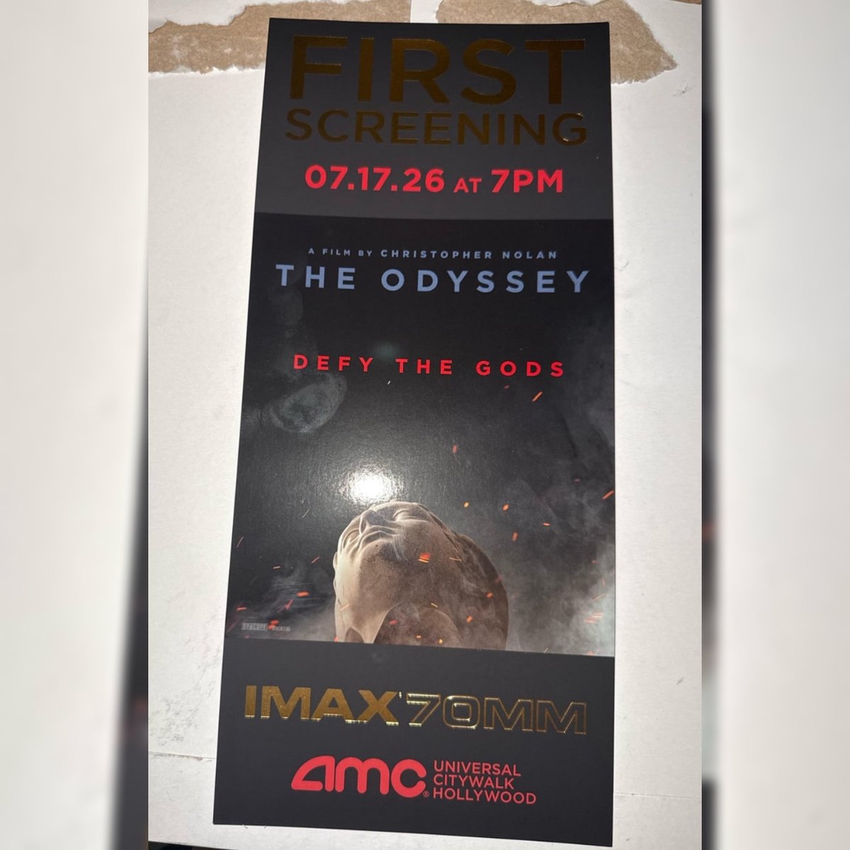 First look at Christopher Nolan’s 
The Odyssey IMAX 70mm Ticket