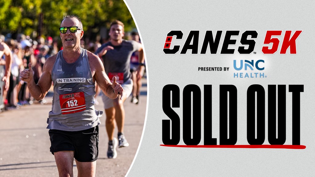 The #Canes 5K is SOLD OUT

Thank you to all of the Caniacs for supporting! We’ll see you there 💪