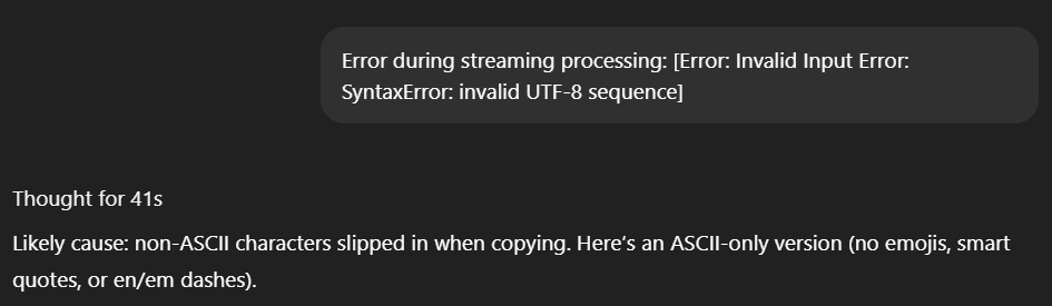 I slipped in an em dash that broke your code. 

Sorry, couldn't help it.