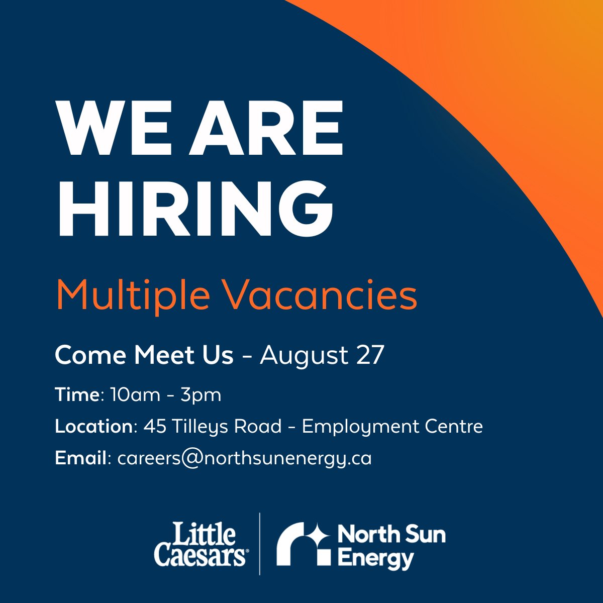 Orange_Store's tweet image. Come meet us! We're hiring for multiple vacancies at the NEW Little Caesars opening at our Clarenville Orangestore. We're holding a job fair on August 27 from 10am-3pm at the Employment Centre. Our team will be doing on-the-spot interviews, so bring your resume and 3 references.