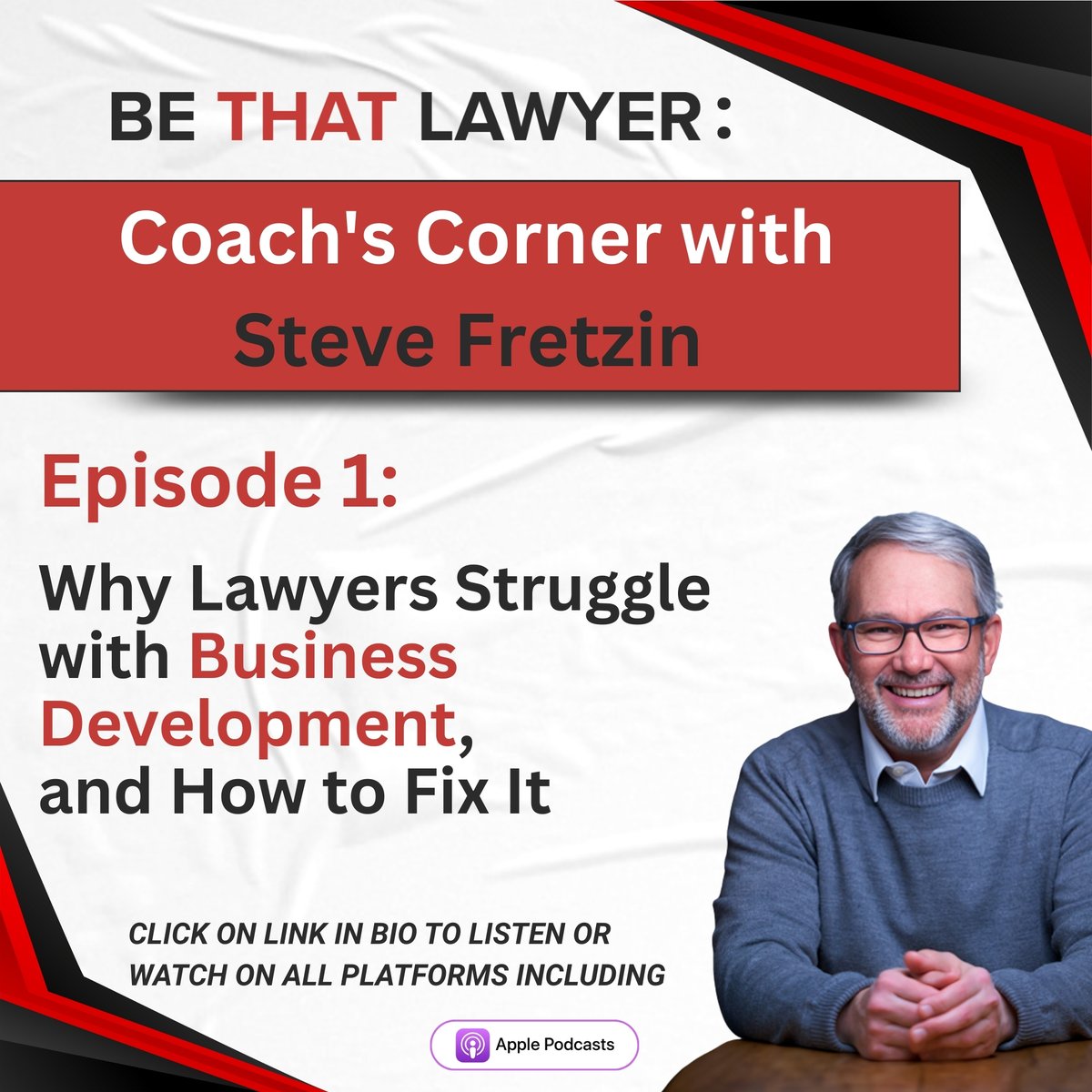 stevefretzin's tweet image. Are you struggling to attract clients to your law practice?

Click the bio link to watch the full episode.
bio.link/stevefretzin

#Lawyers #LawPractice #LegalBusinessDevelopment