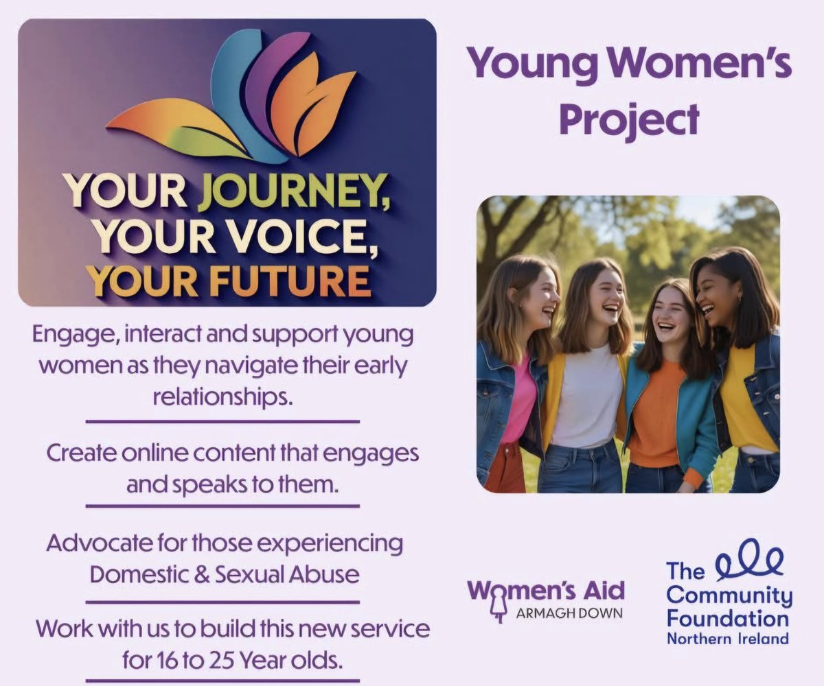 Join us in a new and exciting role, as we build a new service for young women aged 16-25 years.

Download your application pack today womensaidarmaghdown.org/join-our-team/