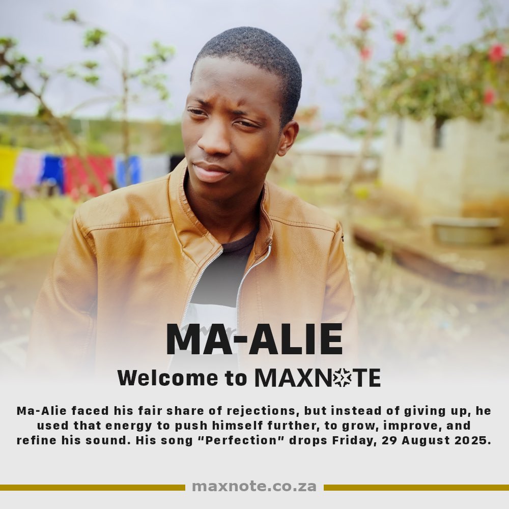 MaxNote_'s tweet image. Introducing Ma-Alie to MaxNote! He drops a new song titled “Perfection” this coming Friday, 29 August 2025.

He has previously dropped new music with @FonikLabRecords &amp;amp; @SKRECORDS_SA.

#MaxNote #deephouse #housemusic