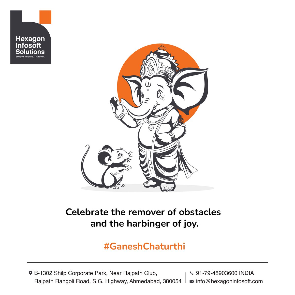 hexagoninfosoft's tweet photo. "On this auspicious occasion of Ganesh Chaturthi, may Lord Ganesha remove all obstacles from your life and fill it with happiness, wisdom, and success. Ganpati Bappa Morya!" 🌸🙏🐘 https://t.co/NYkJ1aMk2i