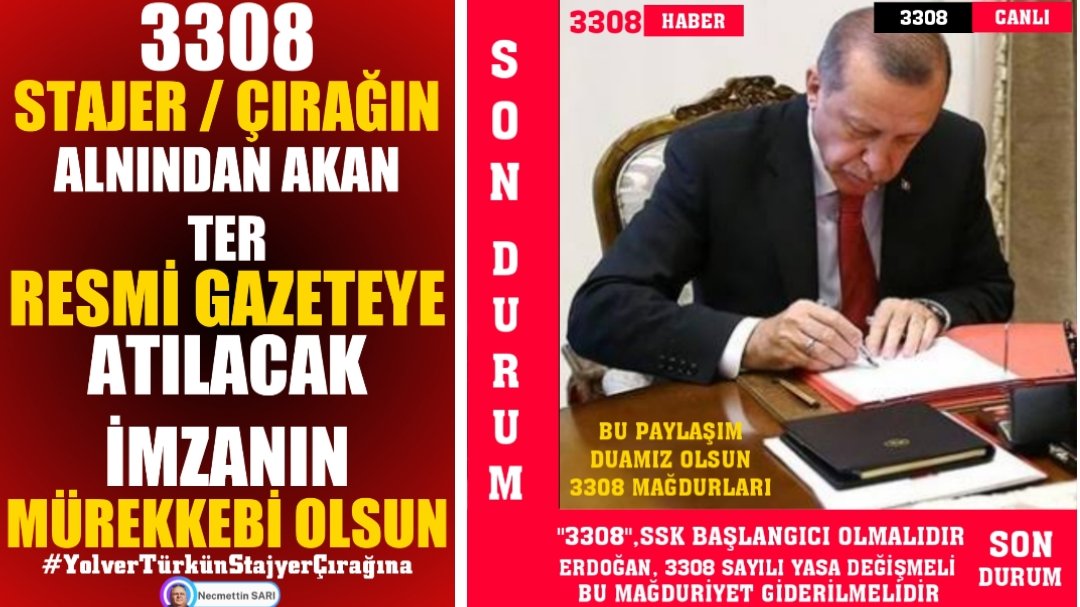 <a href="/ESTOsmanDa5009/">Osman Dayan</a> <a href="/ElifGne945976/">🇹🇷Elif 🇹🇷</a> <a href="/Harun26esk/">HARUN KAVAK</a> <a href="/platfrmcirakstj/">STAJ VE ÇIRAKLIK SİGORTASI MAĞDURLARI PLATFORMU</a> <a href="/RTErdogan/">Recep Tayyip Erdoğan</a> <a href="/_cevdetyilmaz/">Cevdet Yılmaz</a> <a href="/isikhanvedat/">Prof. Dr. Vedat Işıkhan</a> <a href="/memetsimsek/">Mehmet Simsek</a> <a href="/csgbakanligi/">T.C. Çalışma ve Sosyal Güvenlik Bakanlığı</a> <a href="/HMBakanligi/">T.C. Hazine ve Maliye Bakanlığı</a> <a href="/cbsbb/">T.C. Cumhurbaşkanlığı Strateji ve Bütçe Başkanlığı</a> <a href="/TCCBHPK/">Cumhurbaşkanlığı Hukuk Politikaları Kurulu</a> <a href="/skaygusuz/">Salih Kaygusuz</a> <a href="/dbdevletbahceli/">Devlet Bahçeli</a> <a href="/MHP_Bilgi/">MHP</a> <a href="/Akparti/">AK Parti</a> <a href="/RTEdijital/">Erdoğan Dijital Medya</a> <a href="/YildizFeti/">Feti Yıldız</a> <a href="/UlviYonter/">Dr.İzzet Ulvi YÖNTER</a> <a href="/TatarHummet/">Hümmet TATAR</a> <a href="/MuratCahidCINGI/">Dr.Murat Cahid CINGI</a> <a href="/yilmaztunc/">Yılmaz TUNÇ</a> <a href="/erkanakcay45/">Erkan Akçay</a> <a href="/mfatihkacir/">Mehmet Fatih KACIR</a> <a href="/ifarukaksu/">İsmail Faruk Aksu</a> <a href="/hlmdrgn/">Hilmi DURGUN</a> <a href="/bakiersoymhp/">BAKİ ERSOY</a> <a href="/buyukataman/">İsmet Büyükataman</a> <a href="/ismailozdemirrr/">İsmail ÖZDEMİR 🇹🇷</a> <a href="/MKalayci42/">Mustafa Kalaycı</a> <a href="/Onuronal_/">Onur Önal</a> <a href="/dogansenturk/">Doğan Şentürk</a> <a href="/selcukktepeli/">Selçuk Tepeli</a> <a href="/osman_girgin/">Osman Girgin</a> <a href="/ahaber/">A Haber</a> <a href="/Haberturk/">Habertürk</a> <a href="/cnnturk/">CNN TÜRK</a> <a href="/ntv/">NTV</a> <a href="/nowhaber/">NOW HABER</a> <a href="/tv100/">TV100</a> <a href="/tgrthabertv/">TGRT HABER</a> <a href="/HaberGlobal/">Haber Global</a> <a href="/startv/">STAR TV</a> <a href="/KanalD/">Kanal D</a> Stajyer ve çıraklar üretimin can damarıdır 
99 öncesi Staj ve çıraklık SGK başlangıcı sayılsın hakkımız bu bizim 
53
Sayın
<a href="/RTErdogan/">Recep Tayyip Erdoğan</a>
<a href="/dbdevletbahceli/">Devlet Bahçeli</a>
<a href="/isikhanvedat/">Prof. Dr. Vedat Işıkhan</a>

Mağduriyetin Çözümü İçin
#AnkaraStajyerÇırağaSesVer