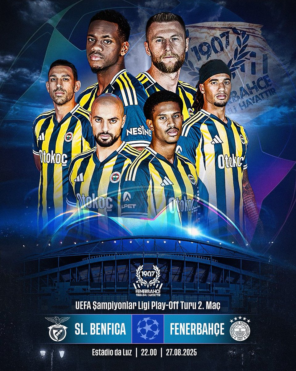 SON BİR ADIM, HAYDİ FENER!

🏆 #UCL Play-Off Turu 2. Maç
🆚 Benfica
🗓 27 Ağustos Çarşamba 
🕖 22.00
🏟️ Estádio da Luz
📺 TRT 1
📲 #SLBvFB

#fenerbahçetribünühayattır