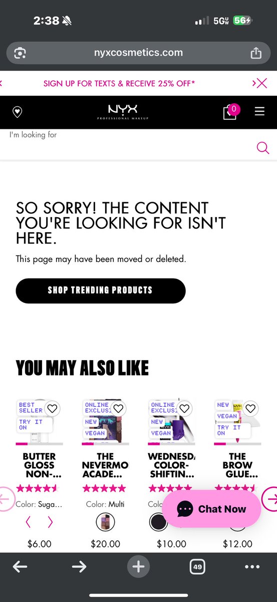 Zodra03's tweet photo. @NYXCosmetics You said a restock was coming and now your website doesn’t even have this page available…what gives?! 😩 https://t.co/XBOjYmyqYE