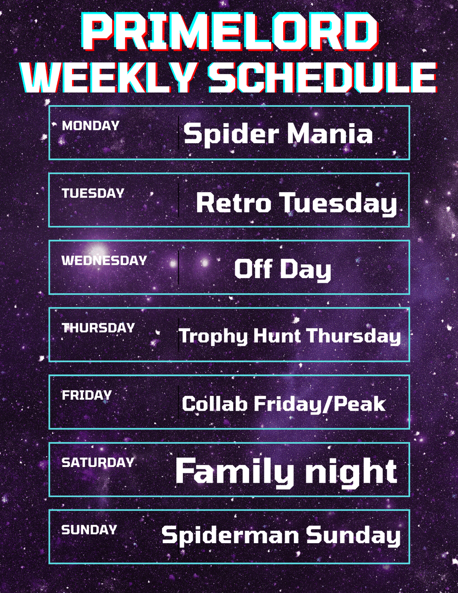 I rarely make one of these! but this is this week's #streamschedule