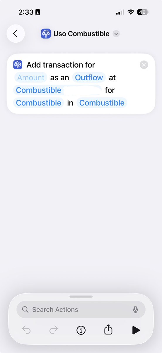 Engellbg's tweet photo. @rowancheung Ask fo amount and add it to a specific category and account in @ynab, in this case I used to forget when I stopped for gas, so, now I add it right in the gas station https://t.co/V0f4PGSZhH
