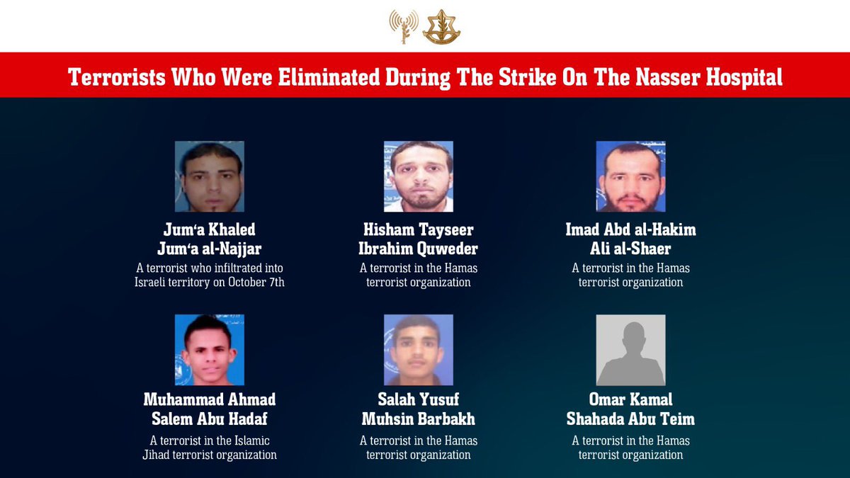 IDF :

An initial inquiry regarding the strike on the observation camera at the Nasser Hospital in Khan Yunis, which occurred yesterday (Monday), August 25th, 2025, was presented to the Chief of the General Staff, LTG Eyal Zamir, by the Commander of the Southern Command, MG Yaniv