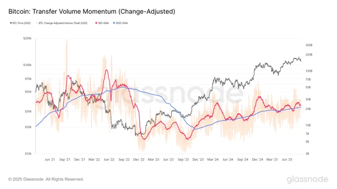 ⛓️💥GLASSNODE: "Rallentamento dell'attività di rete: calo del volume di trasferimento e indebolimento speculativo"