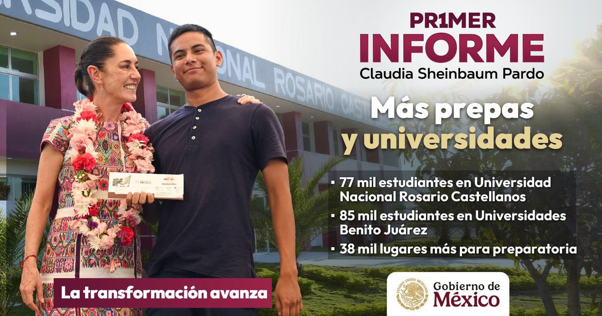 IMPI (@impi_mexico) on Twitter photo #LaTransformaciónAvanza ❤️
#PrimerInforme
Ampliamos los espacios para estudiantes de preparatoria; en septiembre se sumarán 38 mil lugares nuevos para que las juventudes sigan estudiando. 
Con educación pública, la transformación avanza. 📚🙌🏽
Comparte, publica, comenta 🤩 #LaTransformaciónAvanza ❤️
#PrimerInforme
Ampliamos los espacios para estudiantes de preparatoria; en septiembre se sumarán 38 mil lugares nuevos para que las juventudes sigan estudiando. 
Con educación pública, la transformación avanza. 📚🙌🏽
Comparte, publica, comenta 🤩