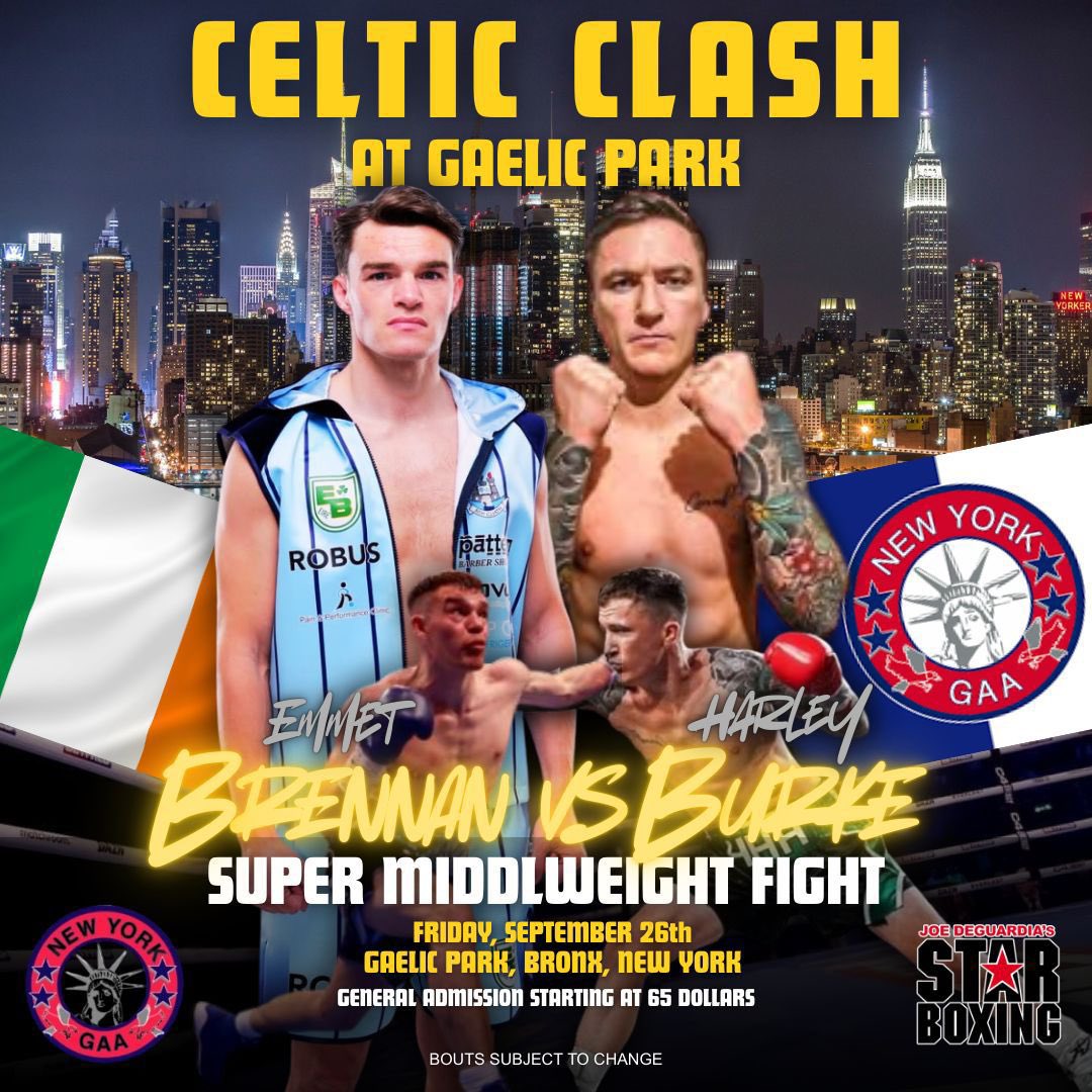 The first professional boxing event in Gaelic Parks history 

Feeling in a fortunate position to be headlining this card 

A huge thanks to <a href="/NewYorkGAA/">Newyorkgaa</a> for facilitating this 

Tickets go on sale Friday