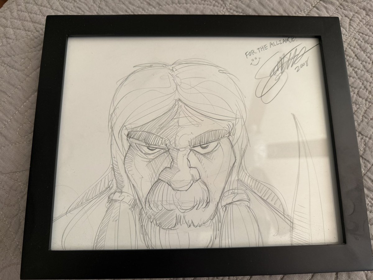 ConnorSimon6's tweet image. Packing up the house for a move, gotta make sure I bring this gem with me @scottjohnson . 
My dad had this commissioned for me back in the day!! Still one of our favorite pieces of Warcraft Decor.