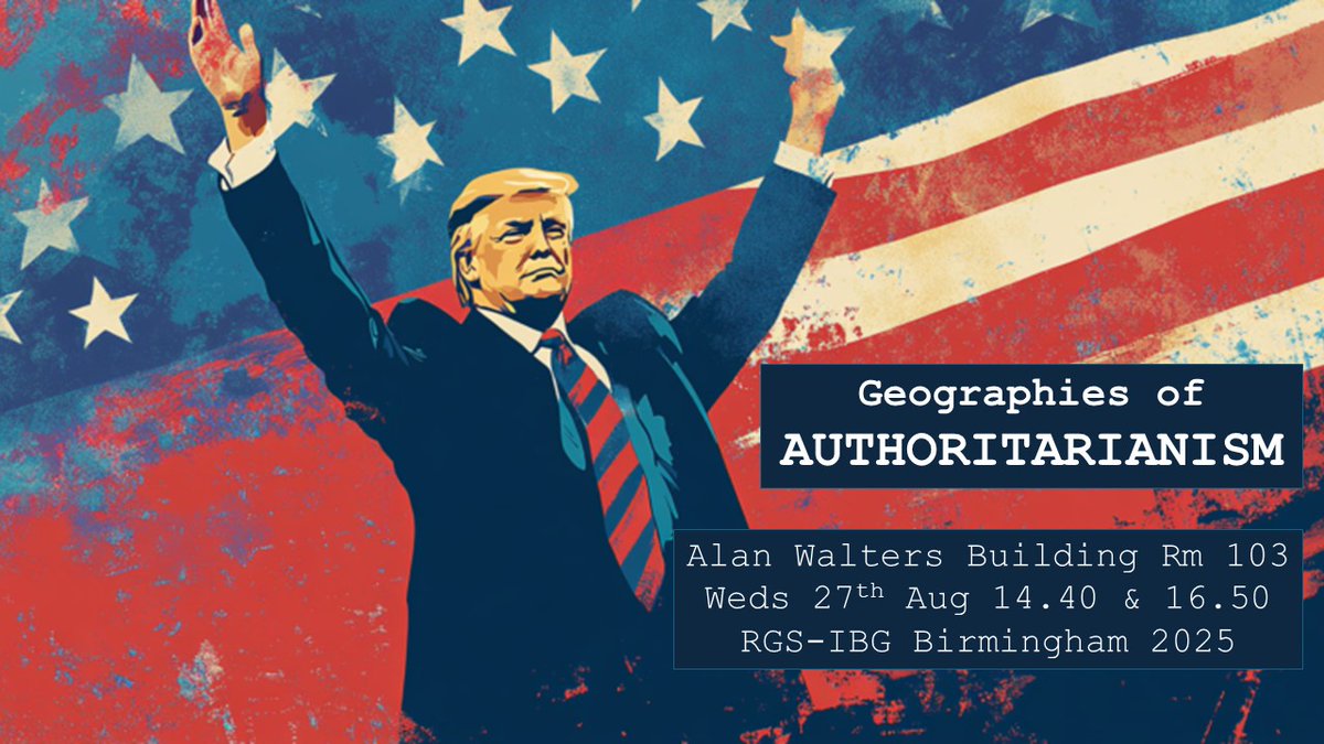 Sabina Lawreniuk (@sabinalawreniuk) on Twitter photo 📢Geographers!🤚Heading to #RGSIBG?
We have a bumper DOUBLE session on Geographies of AUTHORITARIANISM w/<a href="/JLuger/">Jason Luger</a>
TEN papers tackling authoritarian entanglements with the state, city, environment, education, labour, &more...
📍Alan Walters Building, Rm 103
⏰14.40 on Weds 27th 📢Geographers!🤚Heading to #RGSIBG?
We have a bumper DOUBLE session on Geographies of AUTHORITARIANISM w/<a href="/JLuger/">Jason Luger</a>
TEN papers tackling authoritarian entanglements with the state, city, environment, education, labour, &more...
📍Alan Walters Building, Rm 103
⏰14.40 on Weds 27th