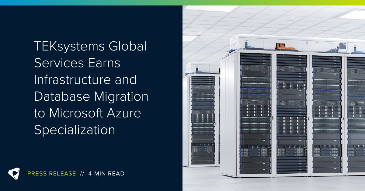 TEKsystems's tweet image. ☁️ When cloud migration carries real complexity, experience matters.

TEKsystems Global Services has been recognized for the Infrastructure and Database Migration to #MicrosoftAzure specialization for its advanced capabilities. Learn more in @dbtrends: bit.ly/4oglmIZ