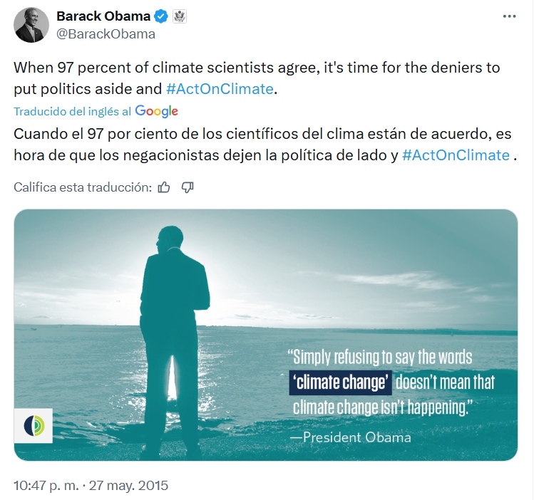 Misifu72's tweet image. Ian Plimer, geólogo australiano, te explica cómo salió el famoso “97% de consenso científico” que Obama tuiteó en 2015:
👉 Se envía encuesta a 10.000 científicos
👉 Solo responden 3.000
👉 Se seleccionan 77 respuestas
👉 76 dicen “sí” y 1 dice “no”