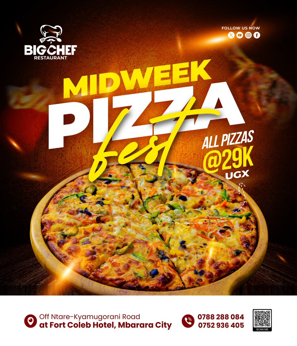 Sandrah_ug's tweet image. &quot;WEDNESDAY PIZZA FRENZY 🍕🔥 29k for ANY #pizza, @BigchefR&apos;s got you covered
Don&apos;t miss 📌 #PizzaWednesday