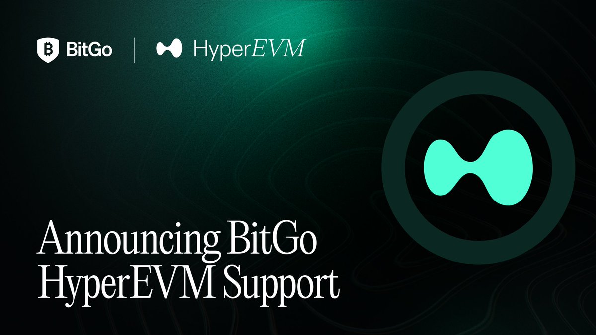 BitGo's tweet photo. BitGo custody for $HYPE is now live. Institutions can securely access HyperEVM with qualified custody, self-custody wallets, and scalable infrastructure for governance assets and dApps.

BitGo brings the security needed to participate in the highest-performance onchain trading ecosystem.

Learn more: https://t.co/OgBiPNhJgz