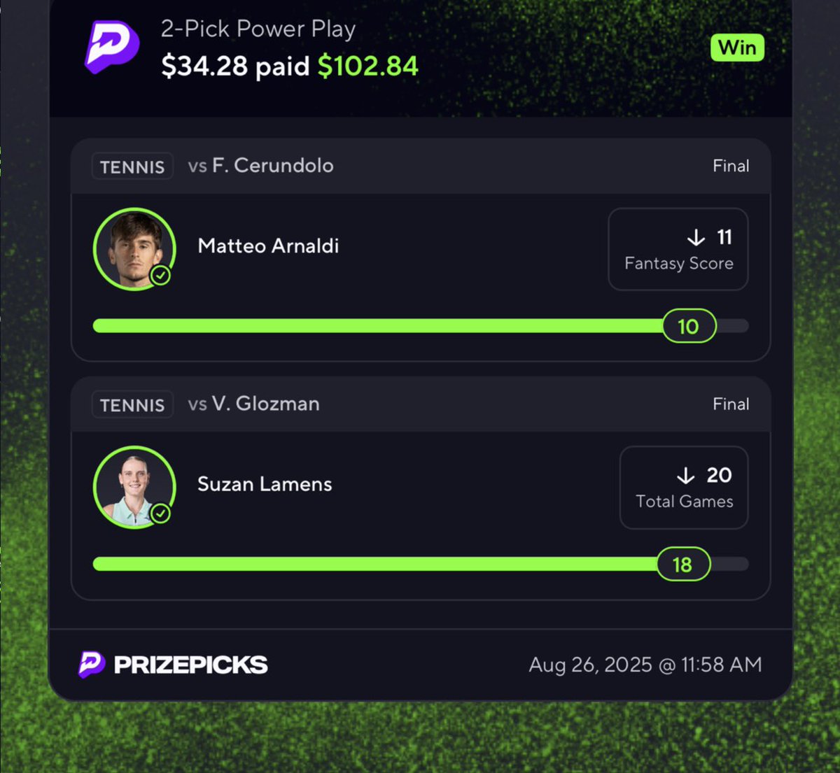 caligreenprops's tweet photo. LFG ‼️ Back 2 Back Cashed Slips for 
X- Fam ☘️👨🏾‍🔬💪🏾🏧

I appreciate everyone who tailed and had faith ☘️💸🙏🏾 my boy Francisco Cerundolo a beast! Came back from a very competitive game to cash us out 💰 

Good healthy sweat cash to start the day 😎💵

Lunch on me ya’ll! 🥗🍔

Who tailed?! 👀 Ya’ll ready for ☘️🐐 Banger 💥 slip # 3 

Like / Comment / Repost / Follow =

For More Free ☘️🐐 slips ✅🎫

Also tap in with DubClub 📲 link in Bio 🔗

#cash #Tennis #ATP #DubClub #TennisPicks #Prizepicks #ATPChallenger #GamblingX #prizepick #Green #GOAT