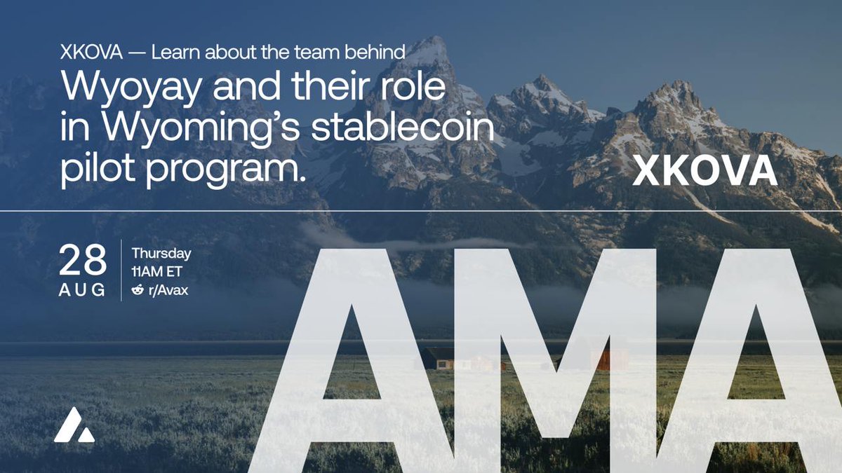 Ayobami Jacob Aniyikaye😎 (@ayobamijacob123) on Twitter photo 🚨 AMA Alert! 🚨 Join us on r/Avax on Aug 28 at 11:00 AM EST for an exclusive AMA with XKOVA! 🤔 Learn about Wyopay's innovative work in Wyoming's stablecoin pilot program. Ask your questions! 💬 <a href="/avax/">Avalanche🔺</a> <a href="/AvalancheFDN/">Avalanche Foundation 🔺</a> #Avalanche 🚨 AMA Alert! 🚨 Join us on r/Avax on Aug 28 at 11:00 AM EST for an exclusive AMA with XKOVA! 🤔 Learn about Wyopay's innovative work in Wyoming's stablecoin pilot program. Ask your questions! 💬 <a href="/avax/">Avalanche🔺</a> <a href="/AvalancheFDN/">Avalanche Foundation 🔺</a> #Avalanche