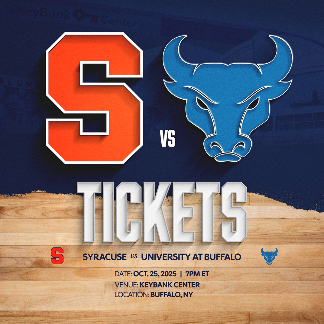 Just Announced: Syracuse will be hosting a men's basketball exhibition game against Buffalo on Saturday, October 25 at 7 PM at KeyBank Center. In addition to the Syracuse vs. Buffalo matchup, there will be a preliminary exhibition contest between Daemen and Nazareth at 3:30 P.M.