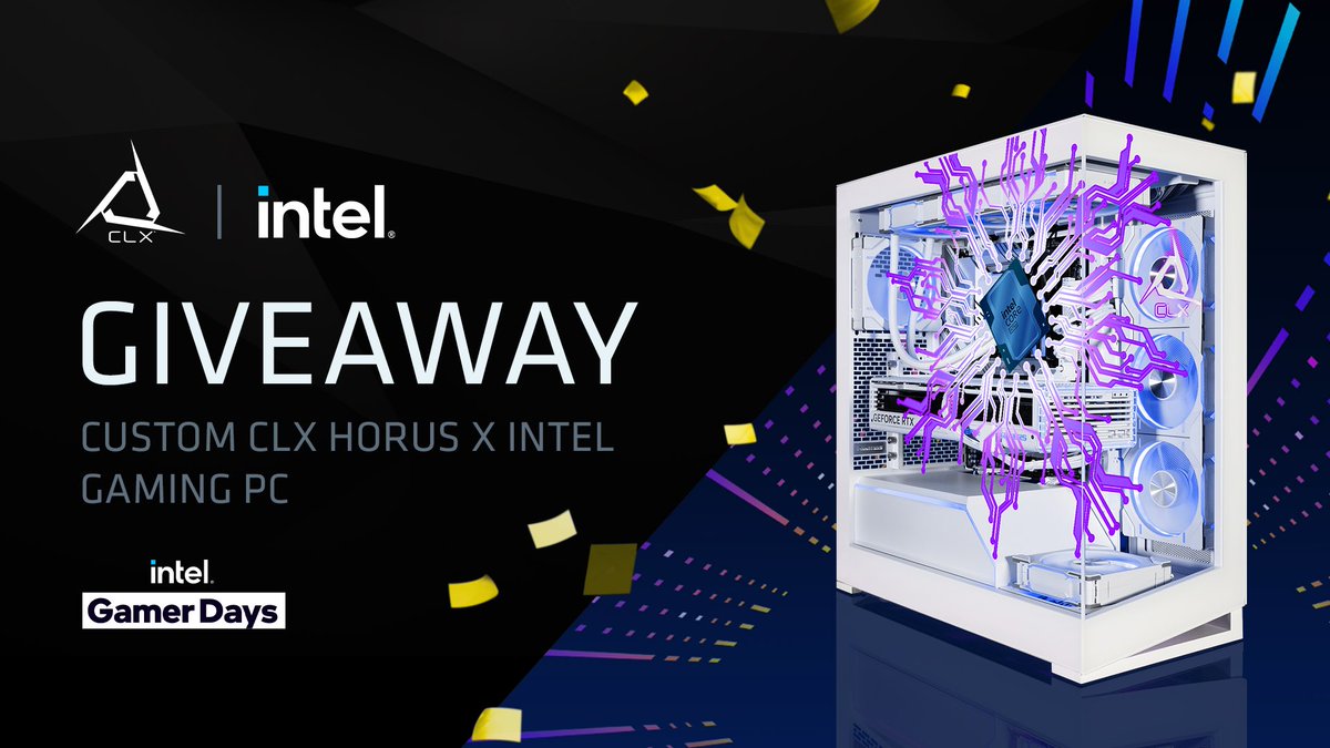 CLX Gaming (@clxgaming) on Twitter photo 🚨 PC GIVEAWAY ANNOUNCEMENT 🚨
We partnered with <a href="/IntelGaming/">Intel Gaming</a> to give you a chance to win a custom Intel themed CLX Horus PC during #intelgamerdays !
💙 LIKE
💜 REPOST
🤍 TAG A FRIEND
Enter here:
clxgaming.com/giveaways 🚨 PC GIVEAWAY ANNOUNCEMENT 🚨
We partnered with <a href="/IntelGaming/">Intel Gaming</a> to give you a chance to win a custom Intel themed CLX Horus PC during #intelgamerdays !
💙 LIKE
💜 REPOST
🤍 TAG A FRIEND
Enter here:
clxgaming.com/giveaways