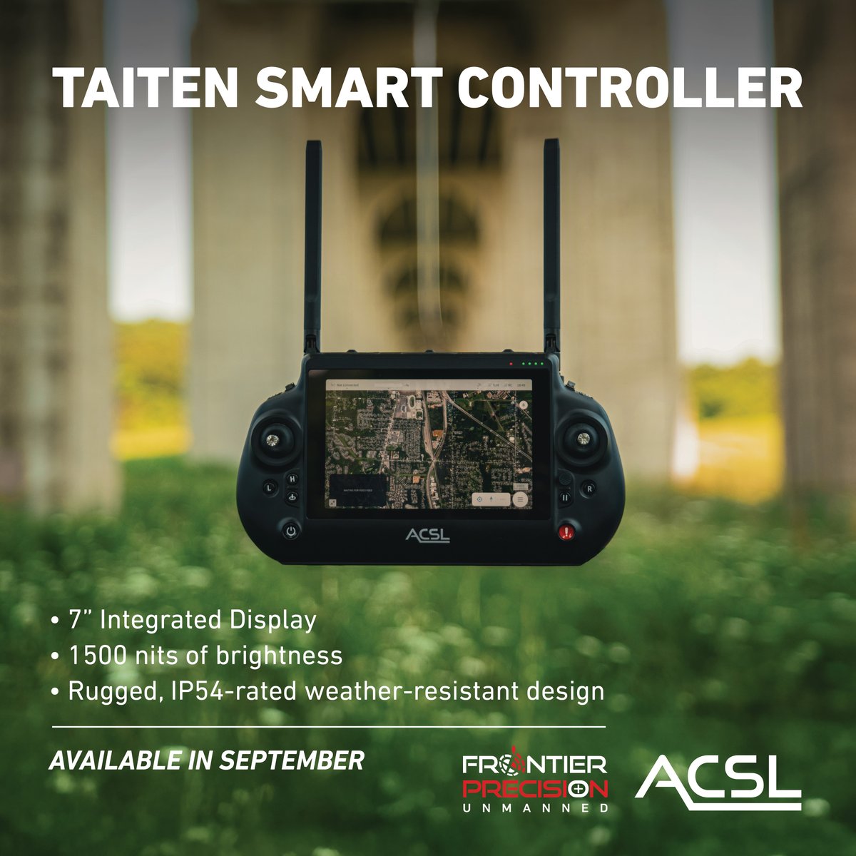 ACSL Inc., announced the launch of its new NDAA-compliant smart controller, TAITEN!

The new controller will be available in September through Frontier Precision.

To learn more about ACSL Inc. and the TAITEN Smart Controller, read here: ow.ly/q2CE50WMhpC