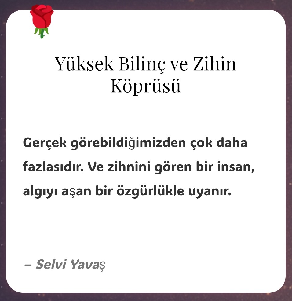 Düşünceler sadece fikir değildir…Enerjidir. Ve her enerji bir frekansa sahiptir. Senin ışığın başkasına yol olabilir.. 

selviyavas.com
noemindai.com
