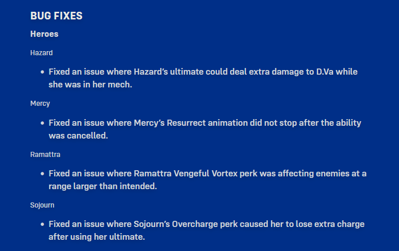 where are the doomfist and genji bug fixes