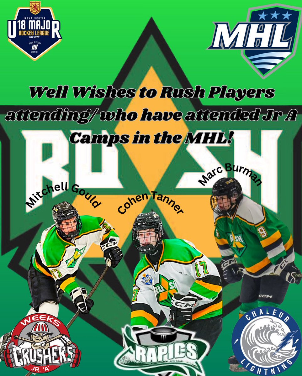 The Sydney Mitsubishi Rush are sending out Well Wishes to all current Rush players who are attending or have attended Jr A Camps in the MHL!

As always we are super proud of you all for representing yourselves and the Rush at Jr A Camps across the MHL!

#feeltherush #mhl