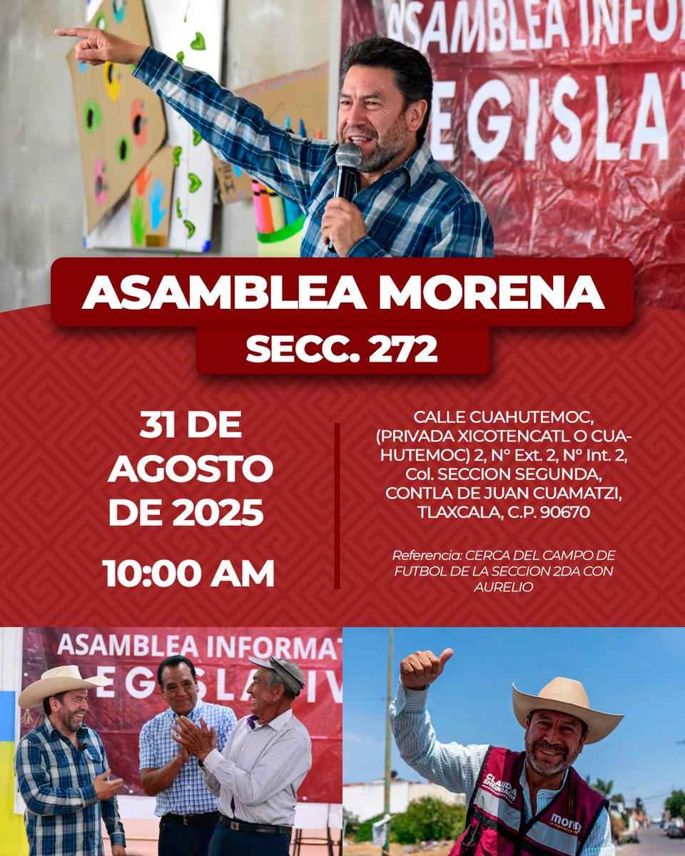 Nos vemos este domingo en Contla en nuestra asamblea informativa.
¡Sigamos trabajando por la transformación!