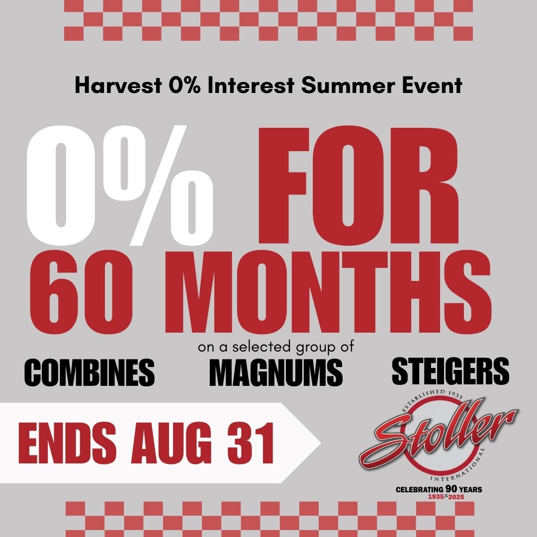 Secure your savings before the season begins!
Ends August 31 ⏲️
0% interest for 60 Months
Combine. Magnums. Steigers.

🔗stollerih.com/inventory/harv…