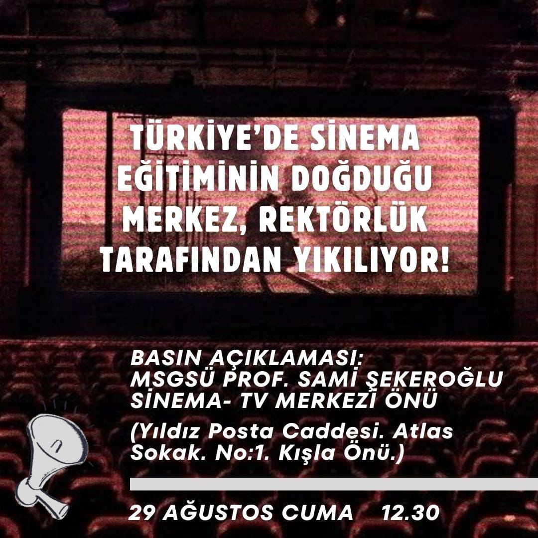 MSGSÜ Prof. Sami Şekeroğlu Sinema-TV Merkezi, hukuki süreç devam etmesine rağmen rektörlük tarafından hurda karşılığı yıkım ihalesi açılarak yıkılmaya başlanmıştır. Türkiye’de sinema eğitiminin doğduğu, arşiv ve dijital restorasyon çalışmalarının evi olan bu merkez, yalnızca bir