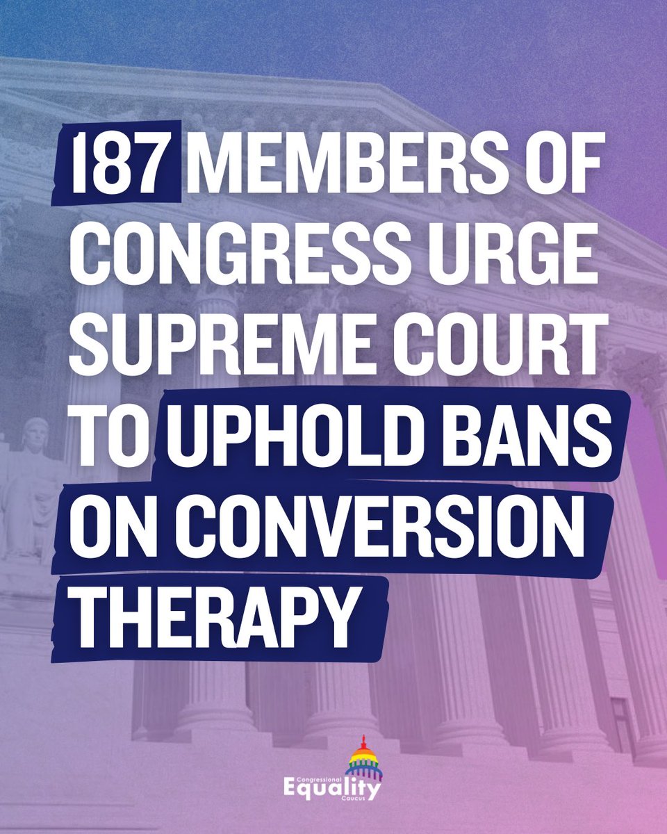 Rep. Linda Sánchez (@replindasanchez) on Twitter photo Being LGBTQI+ isn't a disease, and it's not something that a licensed therapist should be trying to “fix” about young LGBTQI+ people.
As an <a href="/EqualityCaucus/">Congressional Equality Caucus</a> Vice Chair, I’m proud to join <a href="/HouseDemocrats/">House Democrats</a> in urging SCOTUS to uphold bans on conversion therapy for minors. Being LGBTQI+ isn't a disease, and it's not something that a licensed therapist should be trying to “fix” about young LGBTQI+ people.
As an <a href="/EqualityCaucus/">Congressional Equality Caucus</a> Vice Chair, I’m proud to join <a href="/HouseDemocrats/">House Democrats</a> in urging SCOTUS to uphold bans on conversion therapy for minors.