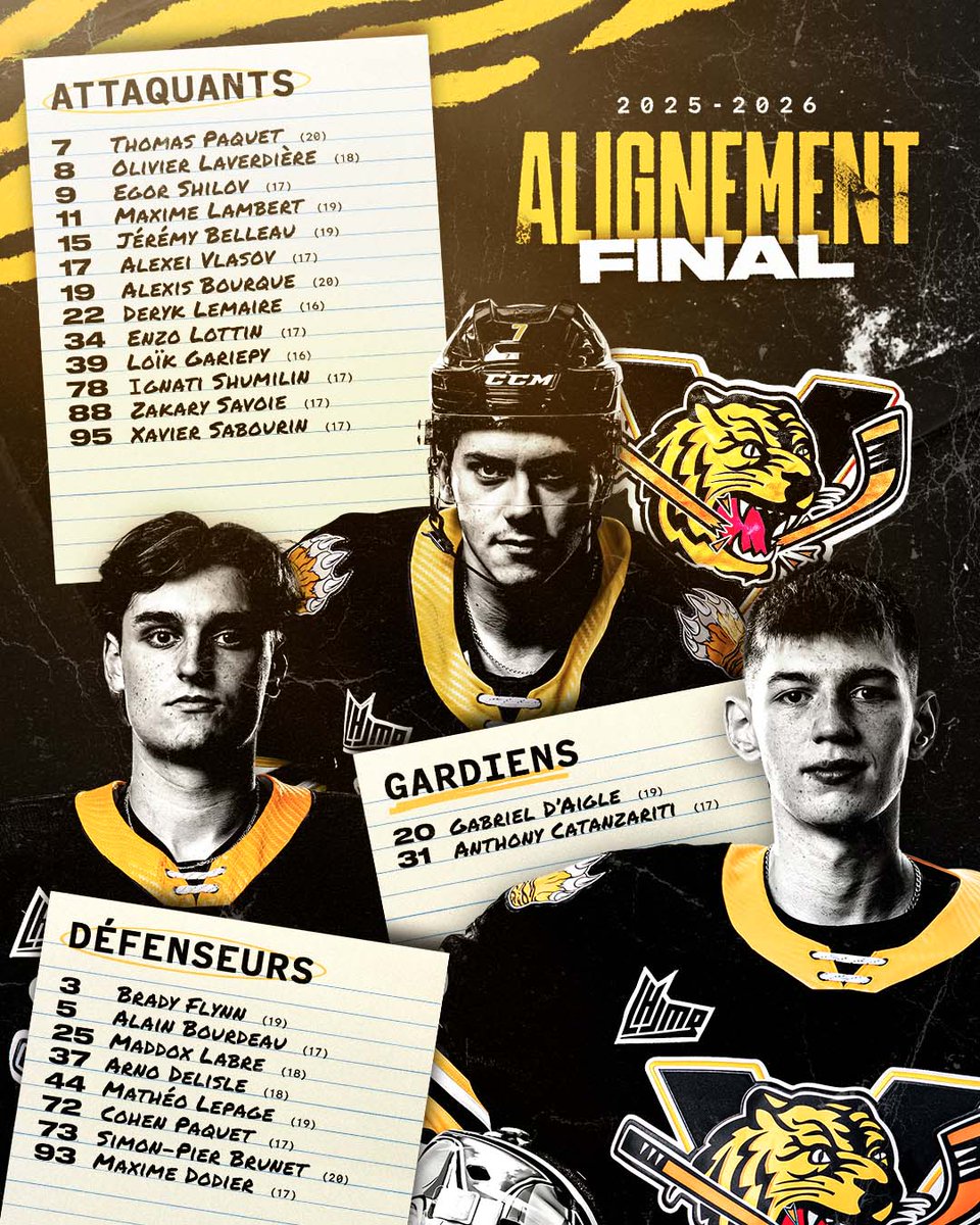 Tigres de Victoriaville (@tigresvicto) on Twitter photo Partisans 🤝 vos Tigres édition 2025-2026 !
#GoTigresGo Partisans 🤝 vos Tigres édition 2025-2026 !
#GoTigresGo
