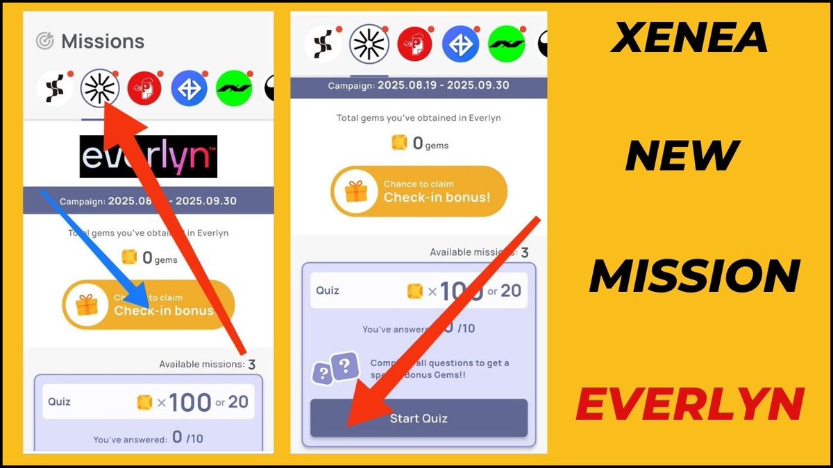 Alibala0000's tweet photo. XENEA Wallet New Mission Quiz Answers 
New Mission: EVERLYN

1.B
2.A
3.C
4.B
5.B
6.D
7.B
8.A
9.B
10.B https://t.co/ZqePwio301