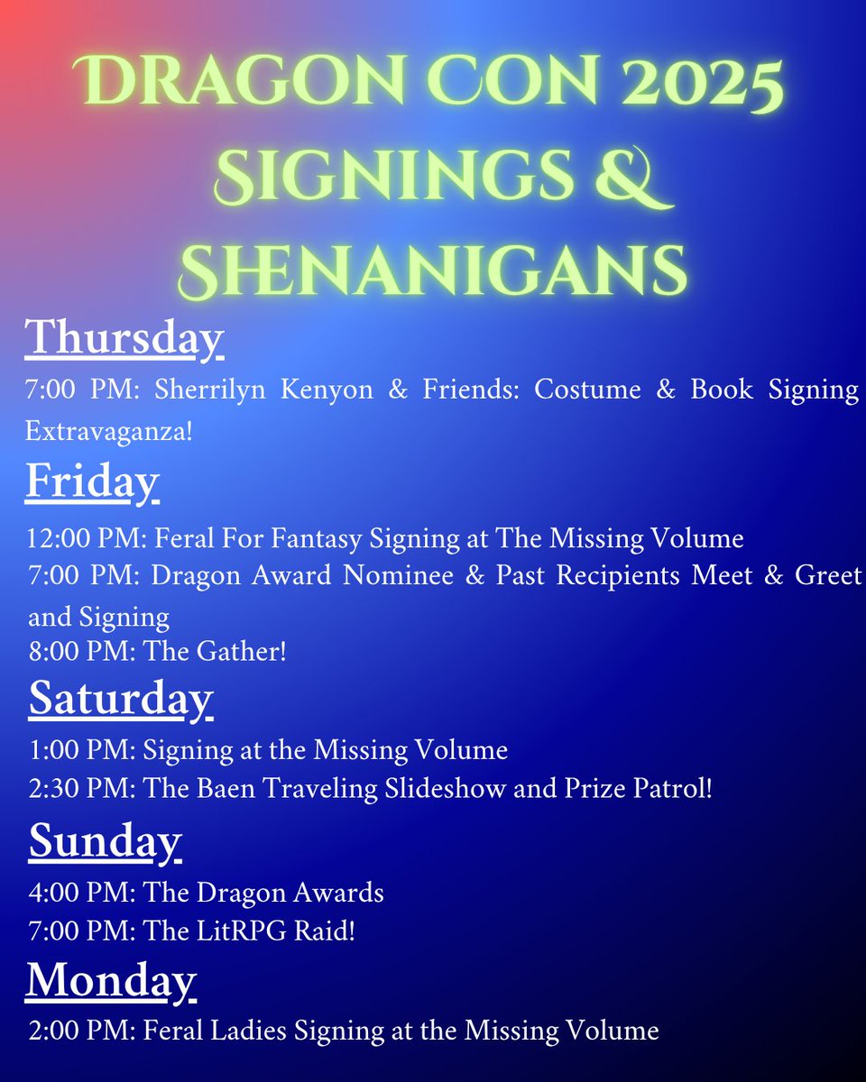 Here's where I'll be this weekend at DragonCon!  Come see me!